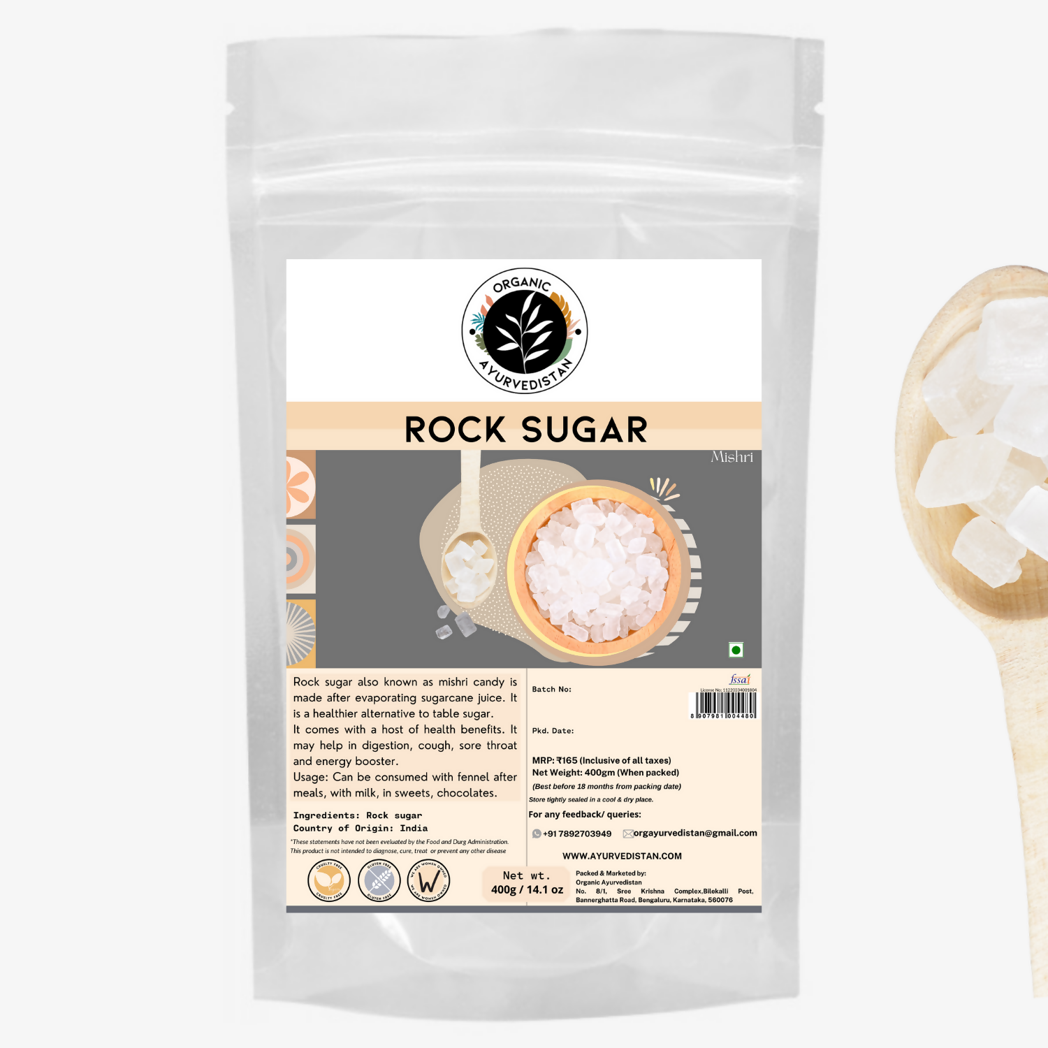 Organic Ayurven Rock Sugar (Mishri) - Mytrendzcart