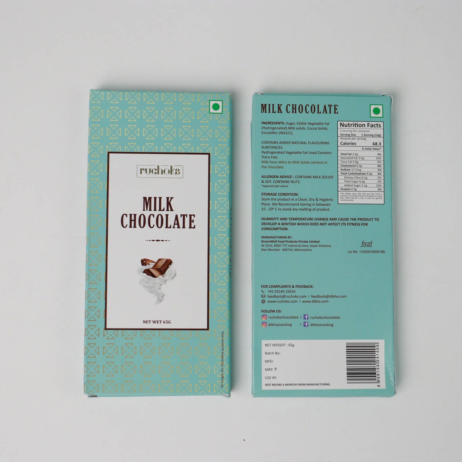 Dibha Ruchoks - Milk Chocolate Bar - Mytrendzcart