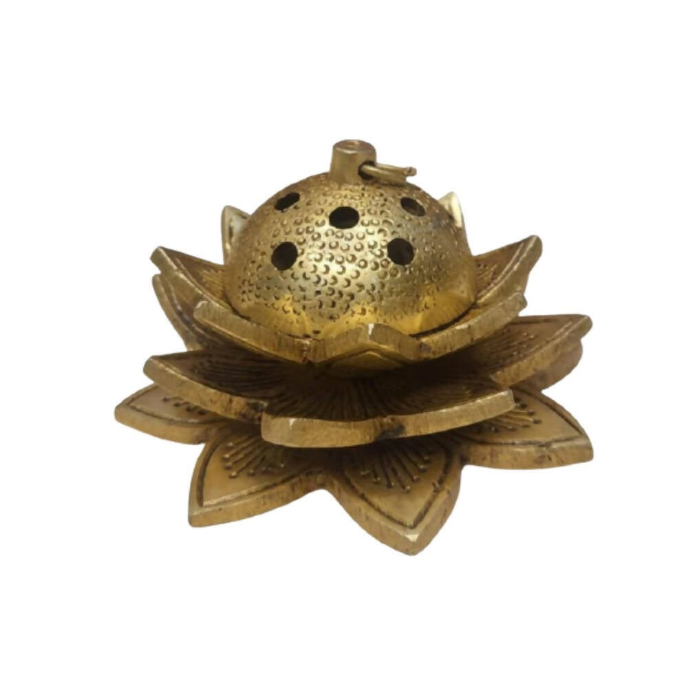 Tamas Brass Handcrafted Lotus Dhoop Stand with Antique Finish - Mytrendzcart