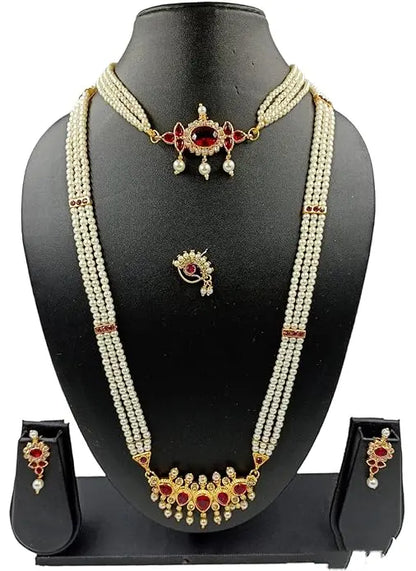 tanmani chinchpeti necklace with nath maharashtrian set - Mytrendzcart