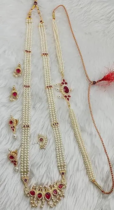 tanmani chinchpeti necklace with nath maharashtrian set - Mytrendzcart