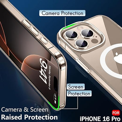 TheGiftKart Ultra - Hybrid Back Case Cover for iPhone 16 Pro Compatible with MagSafe | Camera Protection | Hard Crystal Clear Back | Shockproof Bumper Case Cover for iPhone 16 Pro (Transparent) - Mytrendzcart