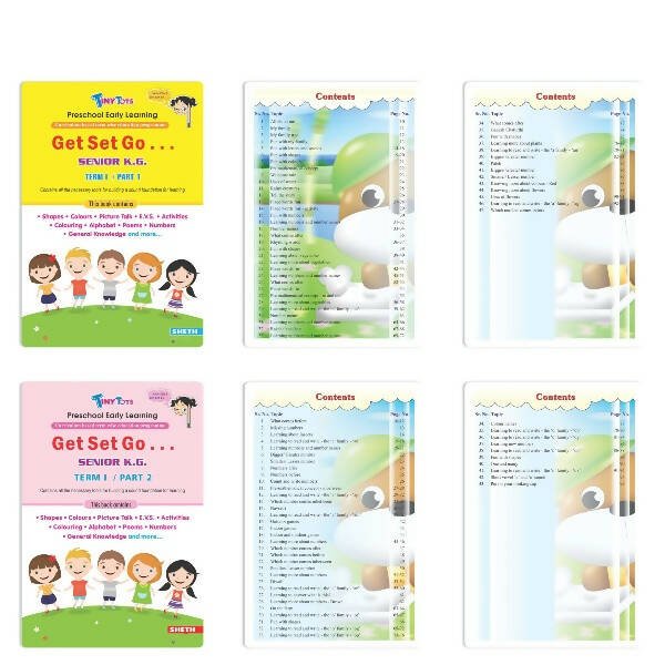 Tiny Tots Get Set Go Preschool Learning Senior KG Books Set of 4| Term wise Education Books| Ages 5 - 6 Years - Mytrendzcart