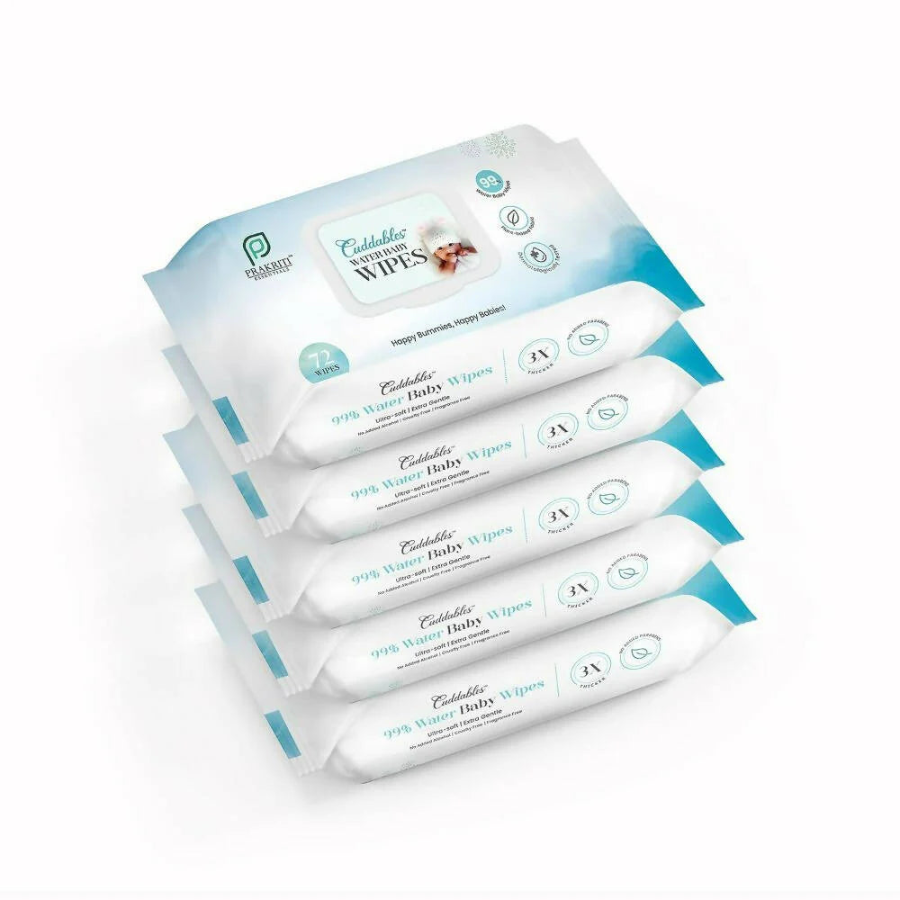 Cuddables 99% Water Baby Wipes - Natural Plant Made Cloth Wipes | 360 pcs Wet Baby Wipes (360 Wipes) -72 N - Pack of 5 Mytrendzcart