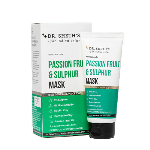 Dr. Sheth's Passion Fruit & Sulphur Face Mask For Skin Detoxifying, Brightens Skin, For All Skin Types - Mytrendzcart