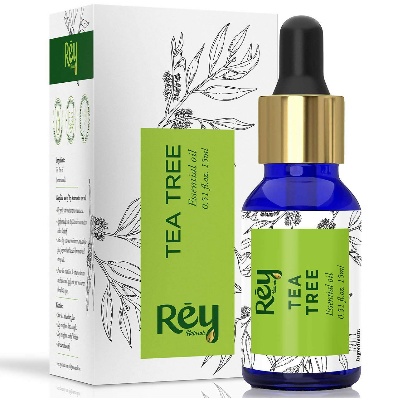 Rey Naturals Tea Tree Oil for Hair, Skin and Face Care - Mytrendzcart