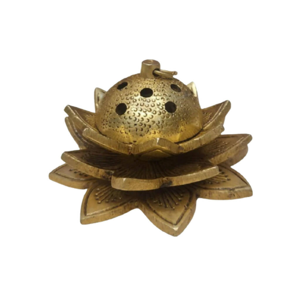 Tamas Brass Handcrafted Lotus Dhoop Stand with Antique Finish - Mytrendzcart