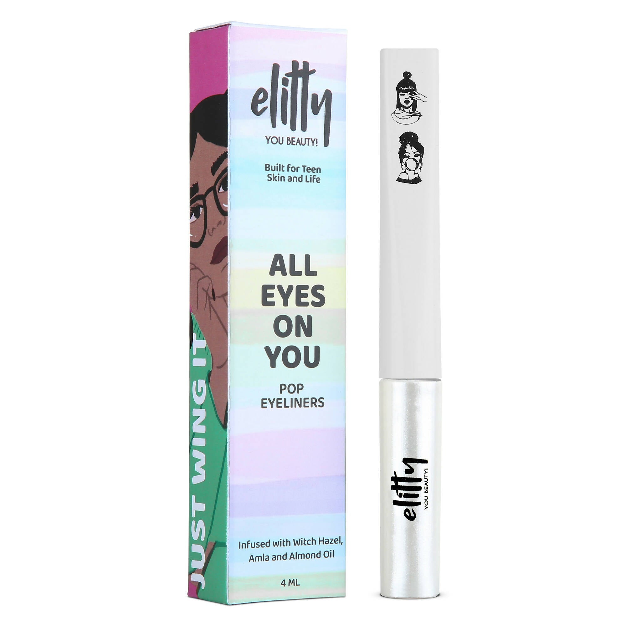 Elitty White Pop Color Metallic Finish Liquid Eyeliner - Cloud Nine (White) - Mytrendzcart