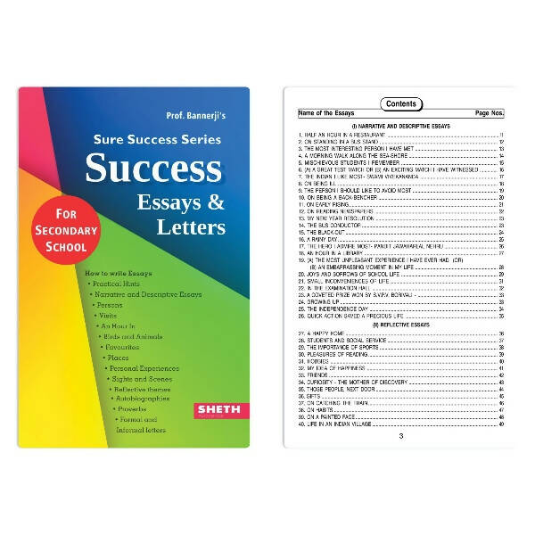 Prof. Bannerji's Sure Success Excellent Essays & Letters for Secondary School | Age 12+ years - Mytrendzcart