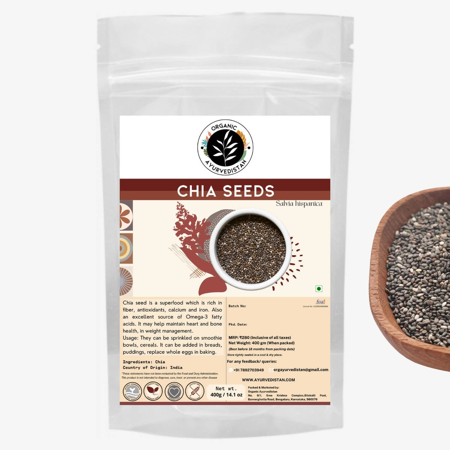 Organic Ayurven Chia Seeds - Mytrendzcart