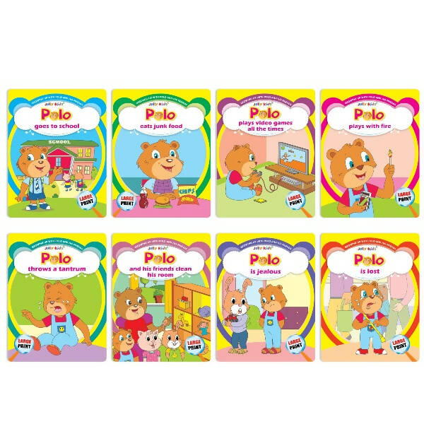 Jolly Kids Growing Up with Polo and His Friends Character Base Stories Books Set of 8| Large Picture Stories Books for Kids Ages 3 -8 Years - Mytrendzcart