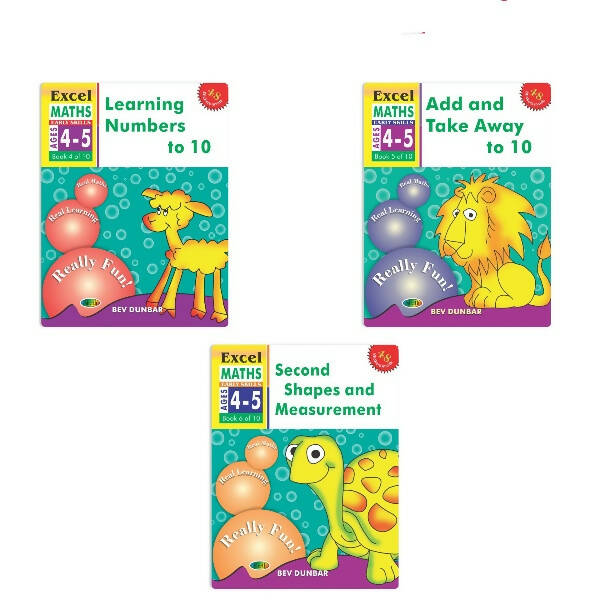 Excel Maths Early Skills Ages 4-5 Year Books for Junior kg| Set of 3| Learn Numbers Add & Take Away, Shapes, Measurement - Mytrendzcart